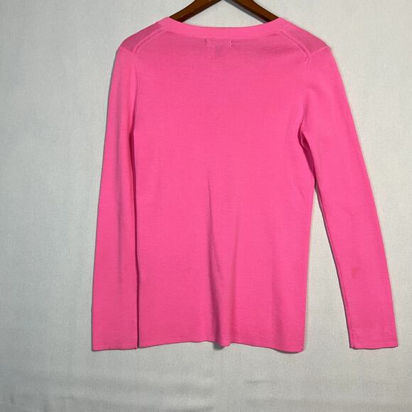 Banana Republic Women's V-Neck Sweater in Neon Pink Long Sleeve - Size L - Picture 3 of 7